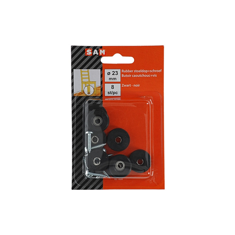 Patin glisseur à visser noir Ø 23 mm 8 pièces