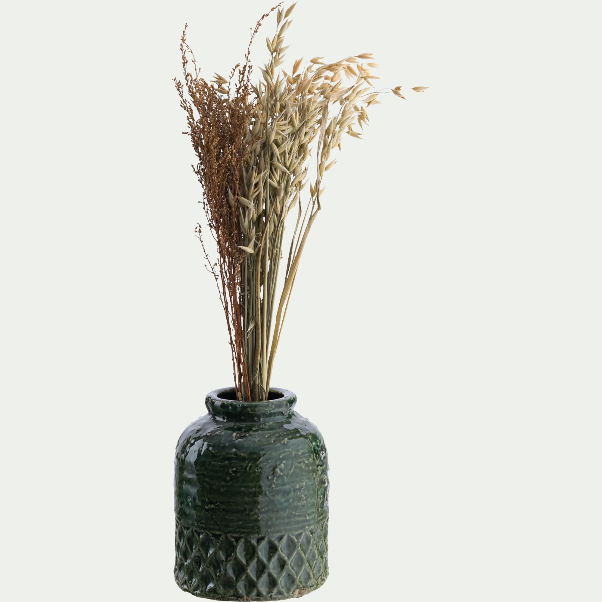 MALANS - Vase texturé en grès D13,5xH16cm - vert