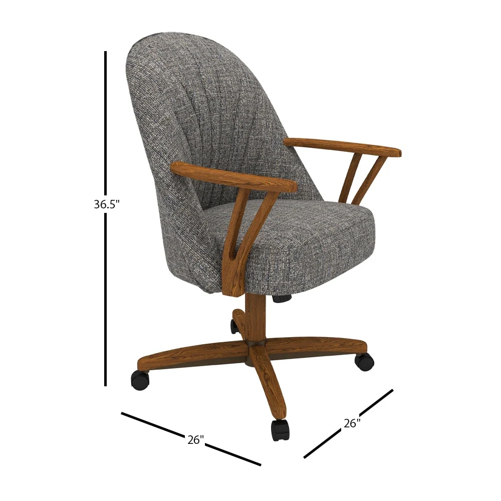 Chromcraft Cliff Caster Dining Chair in Solid Wood Chestnut Finish