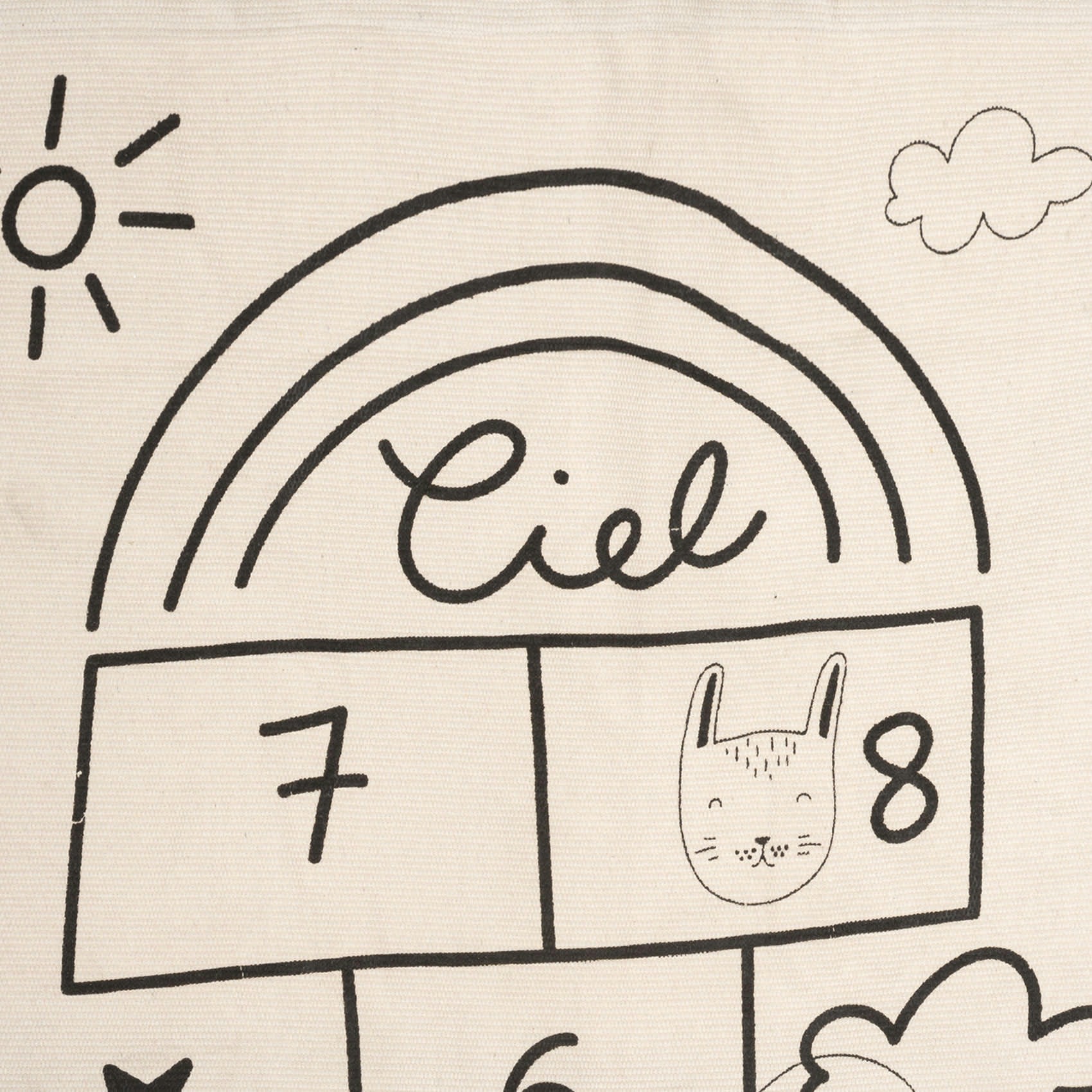 - Tapis enfant souple imprimé Marelle Naturel 80x150