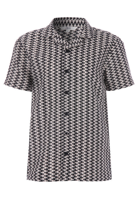 Older Boys Black & White Stripe Crochet Shirt