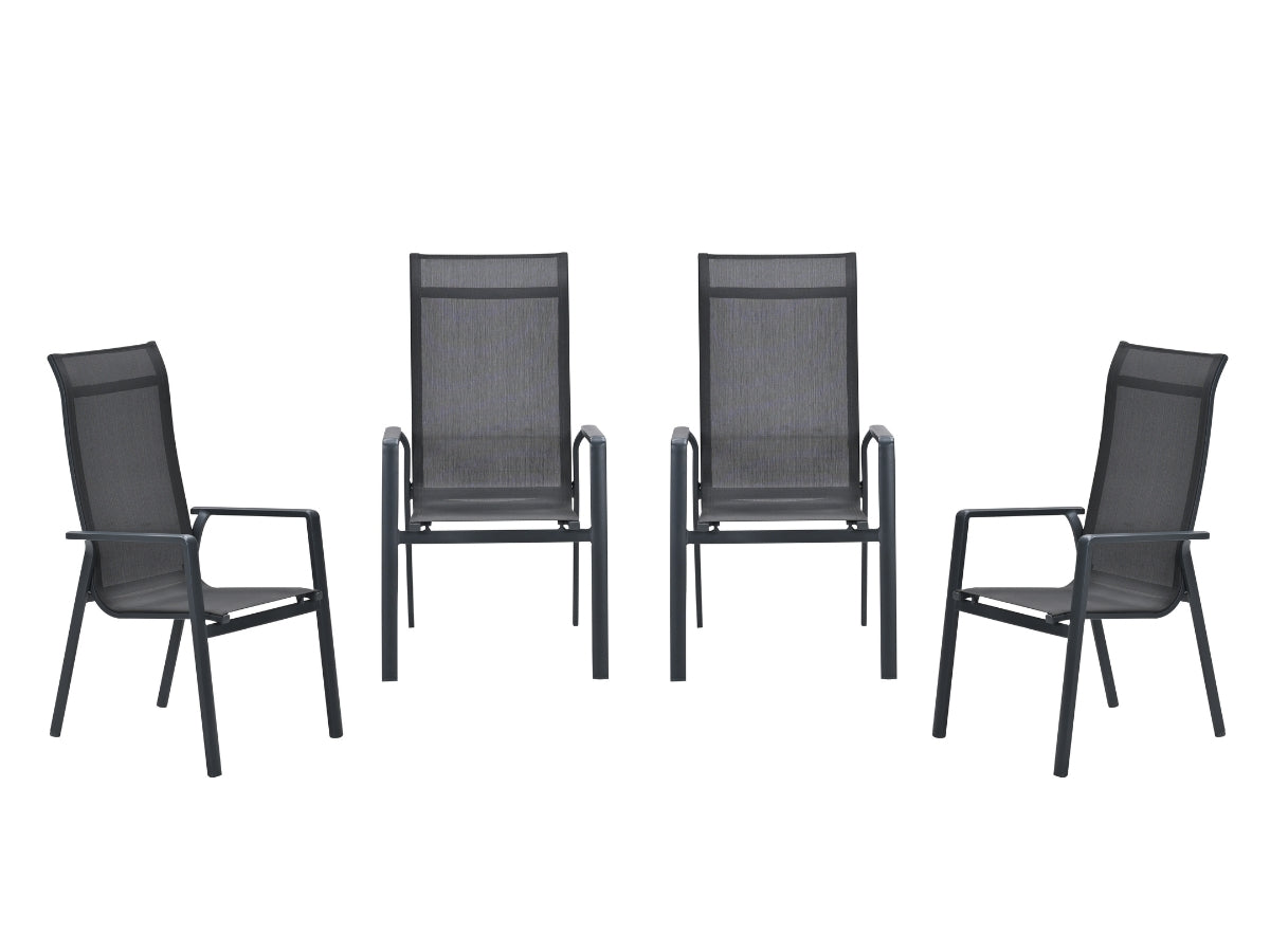 Garden Impressions Osaka stapelbare tuinstoelen set van 4 – carbon black / dark grey