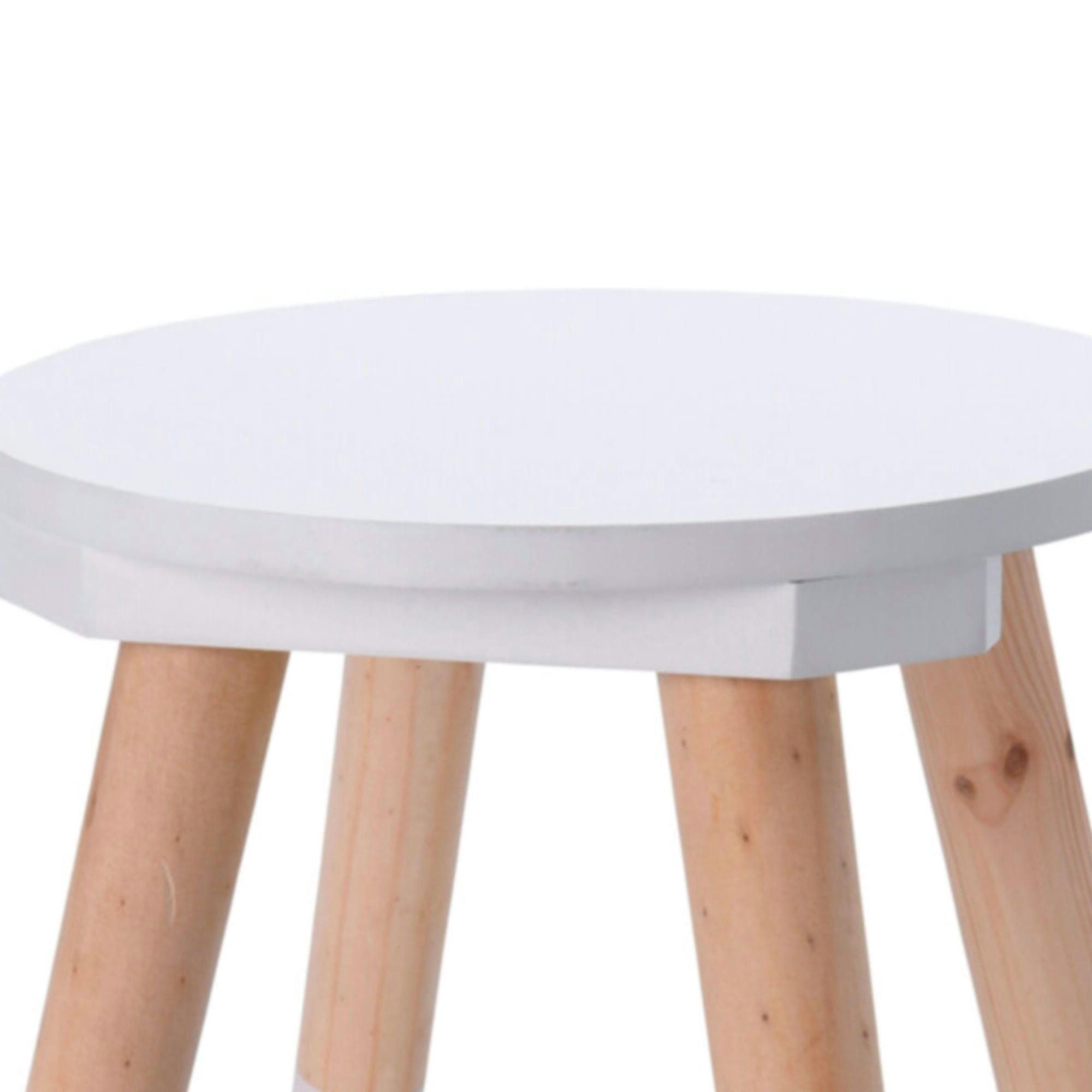 - Tabouret enfant blanc et bois - 24x24x26cm