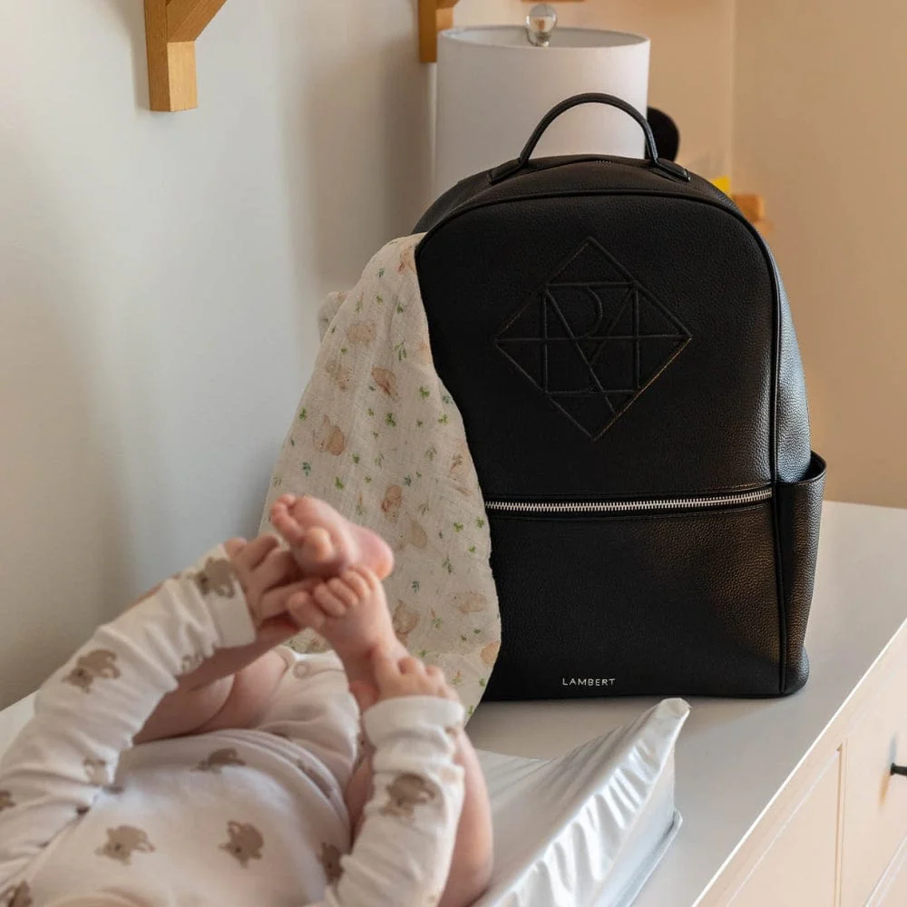 The Vicky - Black Maternity Backpack in Vegan Leather