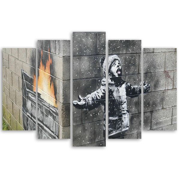 Feeby Obraz 5cz na płótnie Banksy Smog Chłopiec Street