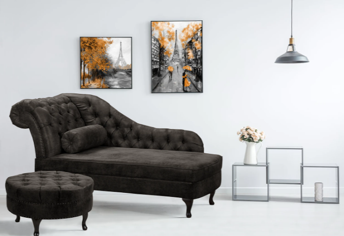 Ropez Chesterfield Pako szezlong lewy imitacja skóry szary