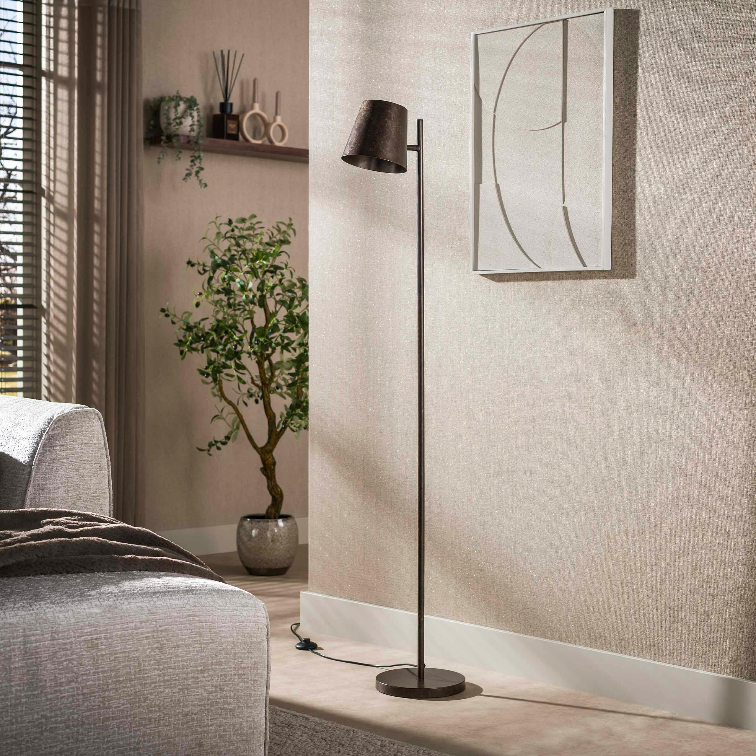 Lampadaire réglable métal brun 1 abat-jour NIAGARA