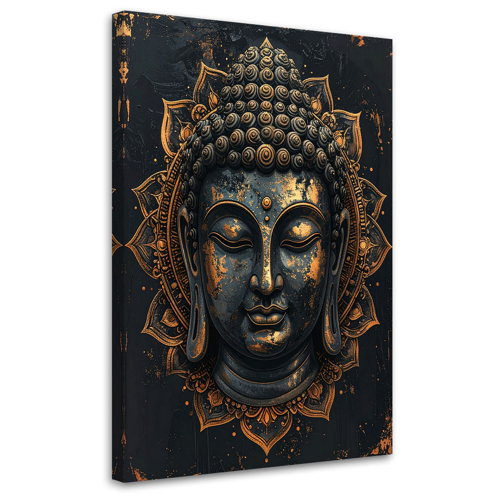 Obraz do salonu sypialni biura, Mandala Budda Zen Spa czarno złoty 20x30