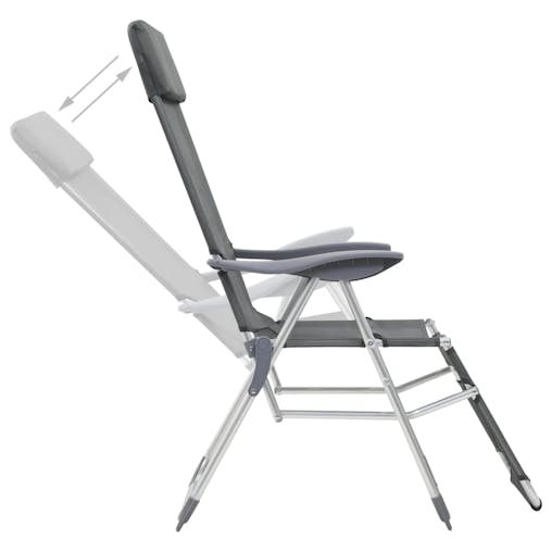NNEVL Folding Camping Chairs with Footrests 2 pcs Grey Textilene