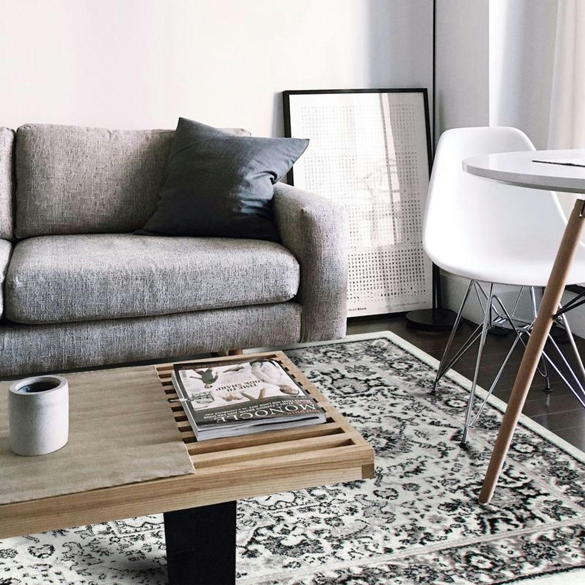 METRO - Tapis imprimé médaillon vintage blanc crème 133x190