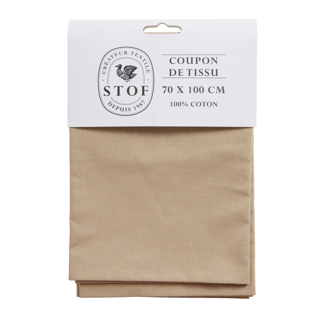 Coupon tissu coton 70x100cm beige