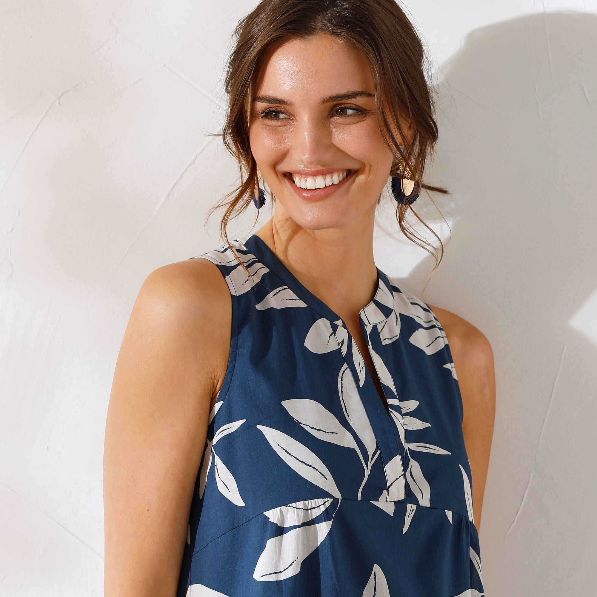 Robe courte imprimée sans manches
