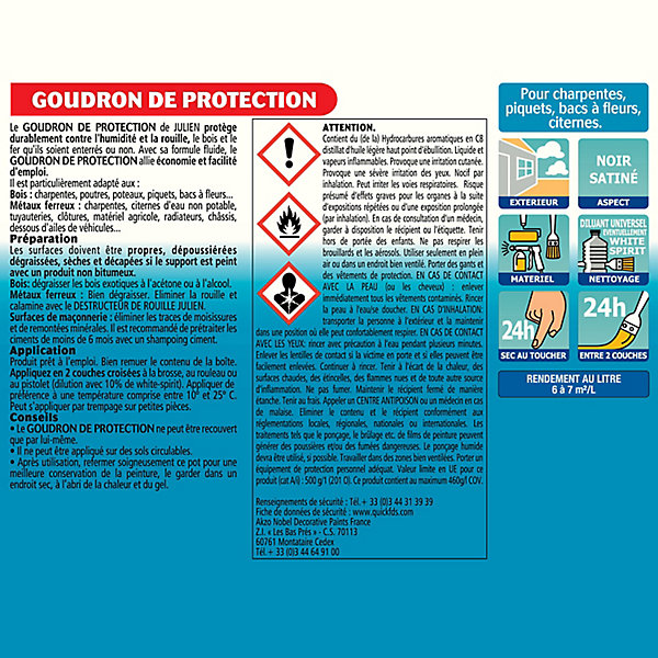 Goudron de protection extérieur Julien noir 0,75L
