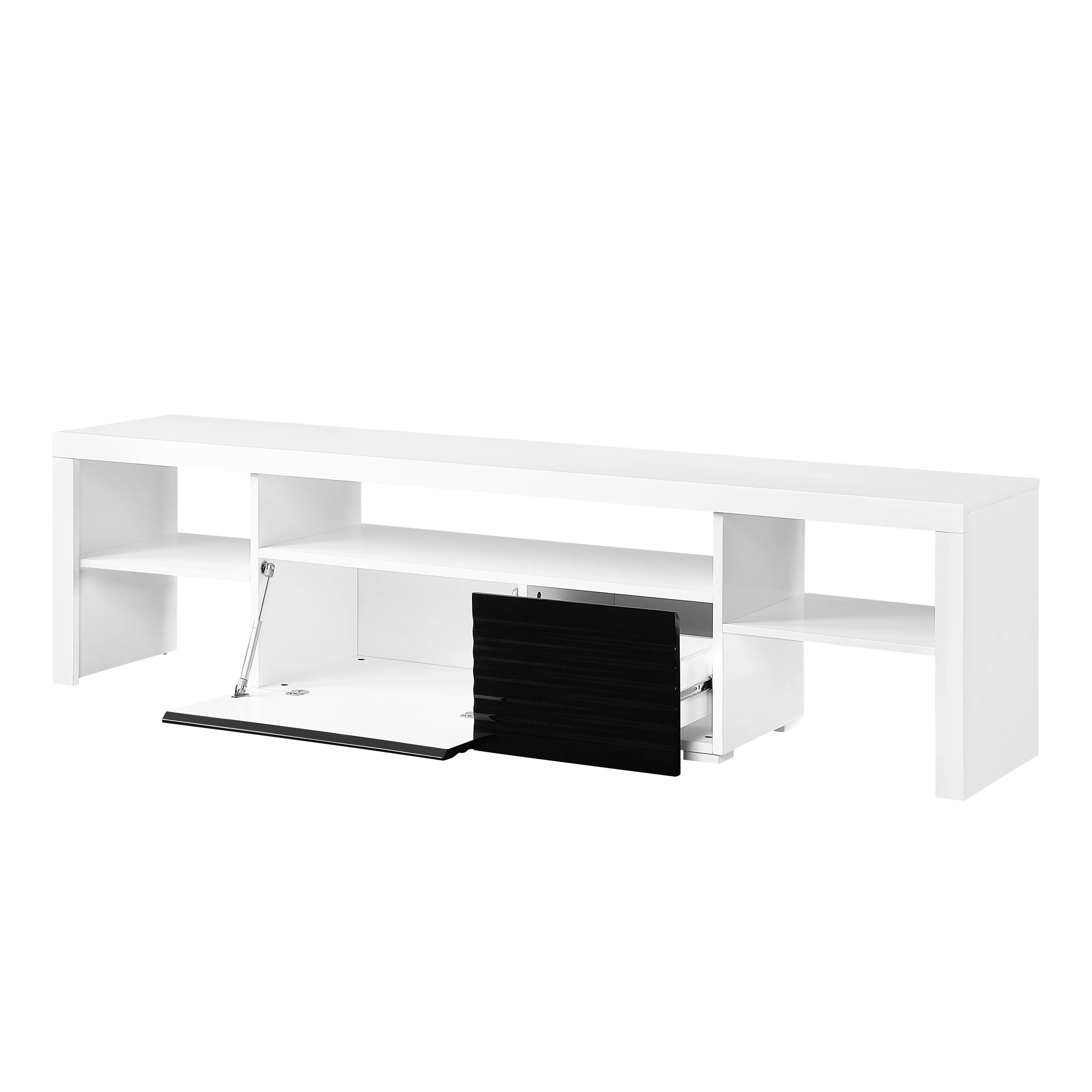 White Modern Style 75 TV Stand with 2/3 Extension Drawer and Shelf for TVs Up to 80