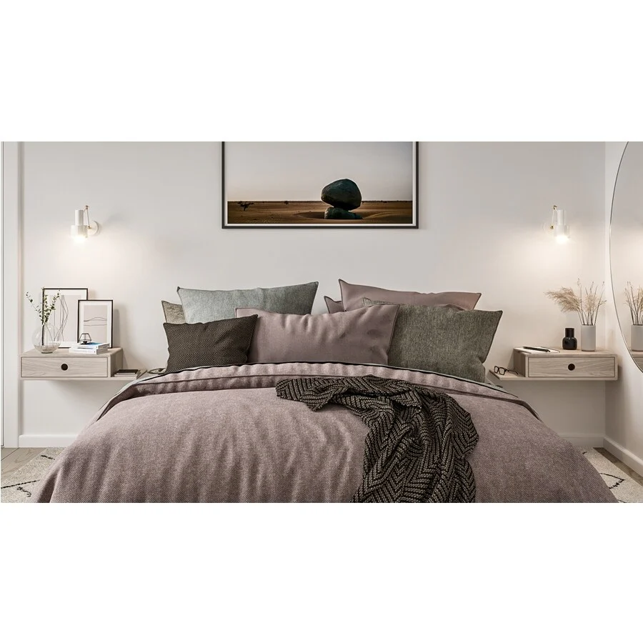 Set of 2 Floating Nightstands with Drawers, Shelf on the Right / Left