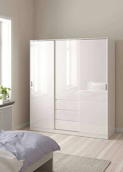 Garde-robe 3 portes Mathieu, Meubles de chambre, Penderie de plain-pied, Placard à vêtements, 177x60 h200 cm, Blanc