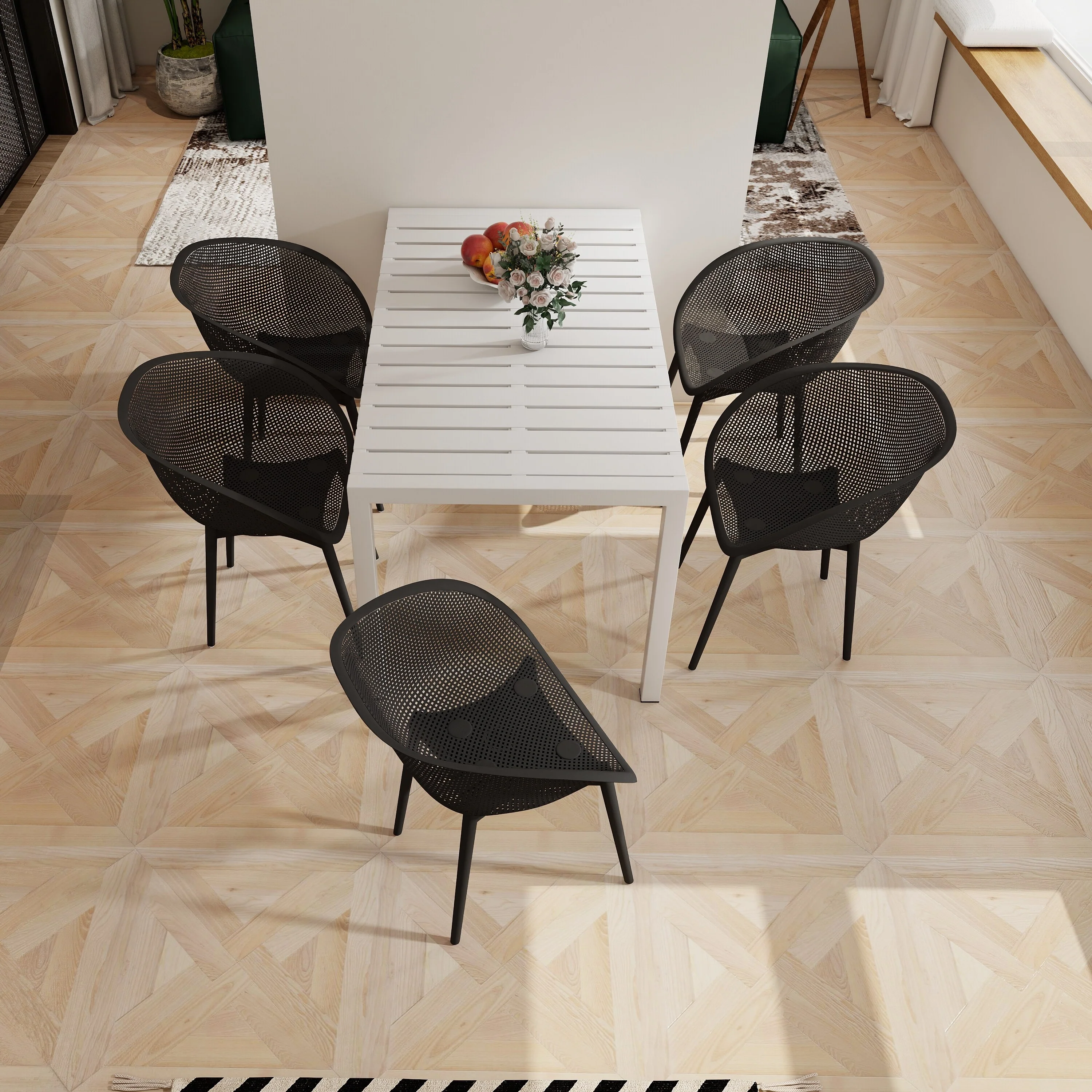 2-Pack Modern Lounge Chairs - Indoor/Outdoor All-Weather PP Plastic, Lightweight & Stackable