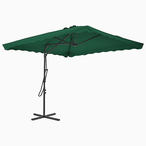 Parasol d'exterieur avec mât en acier vert Helloshop26