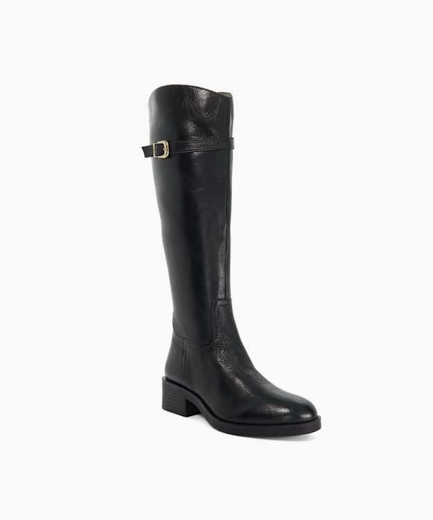 Tears Black - Leather Knee-High Boots