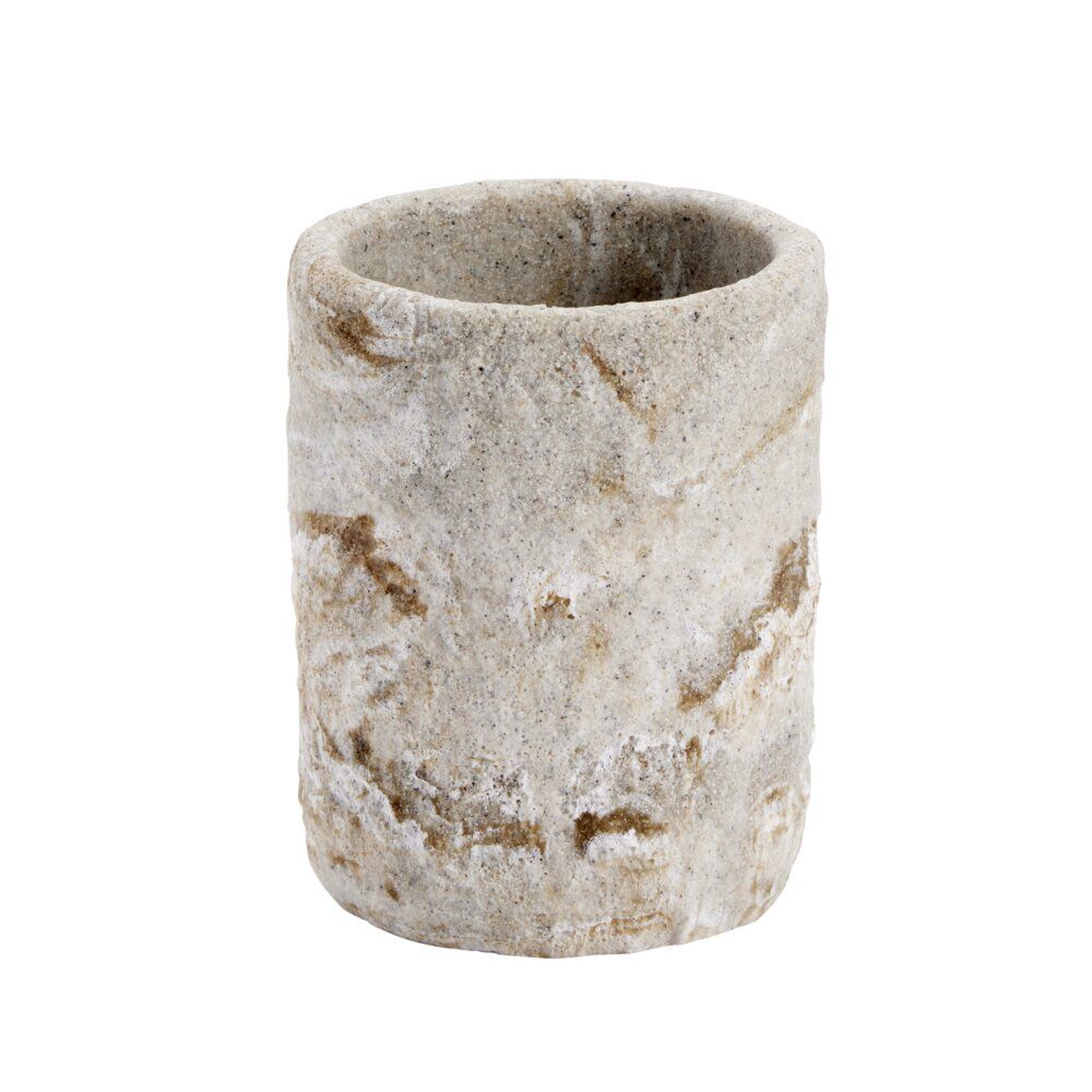 Gobelet salle de bain effet pierre plastique gris Ø7,5xH9,5cm
