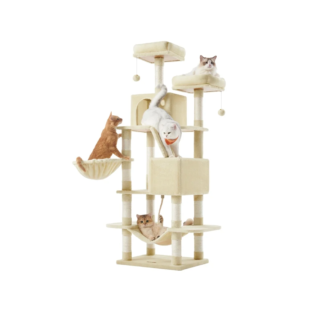 Arbre à chat multi-niveaux d'hautuer 168 cm
