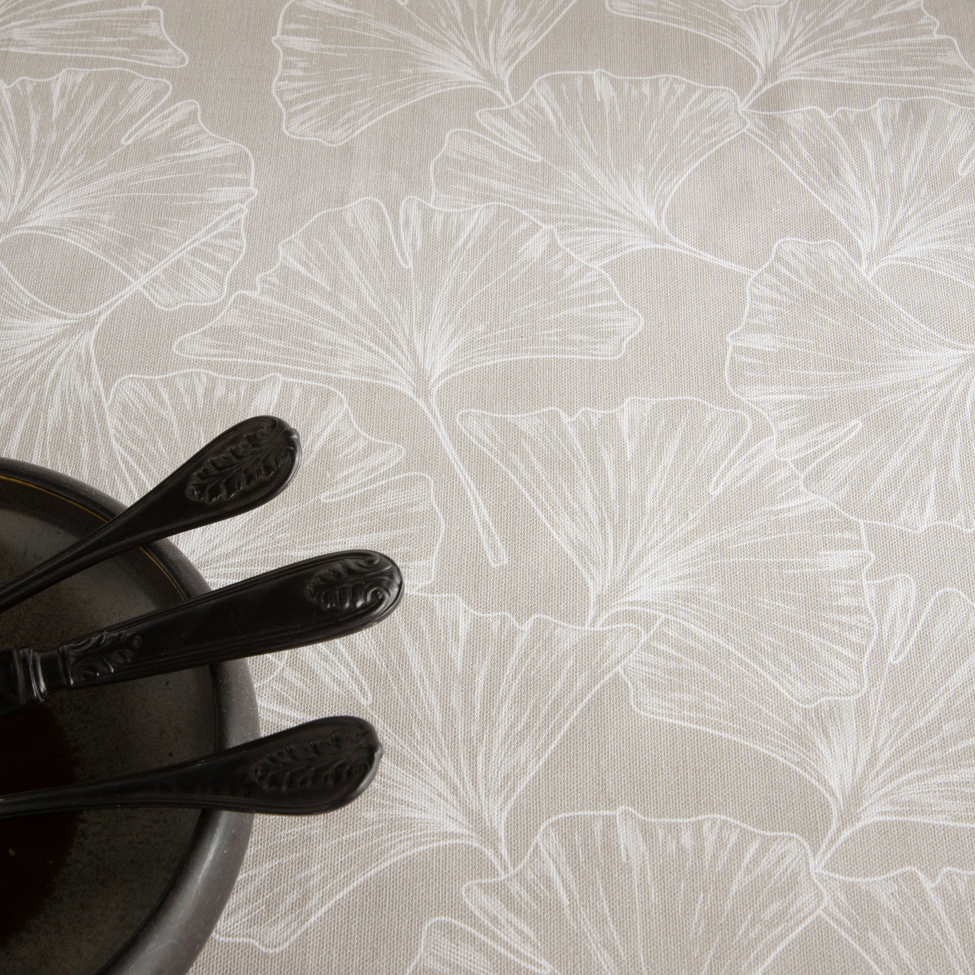DAVOS NATURAL - Nappe en coton biologique antitâche imprimée naturel 140x300 cm