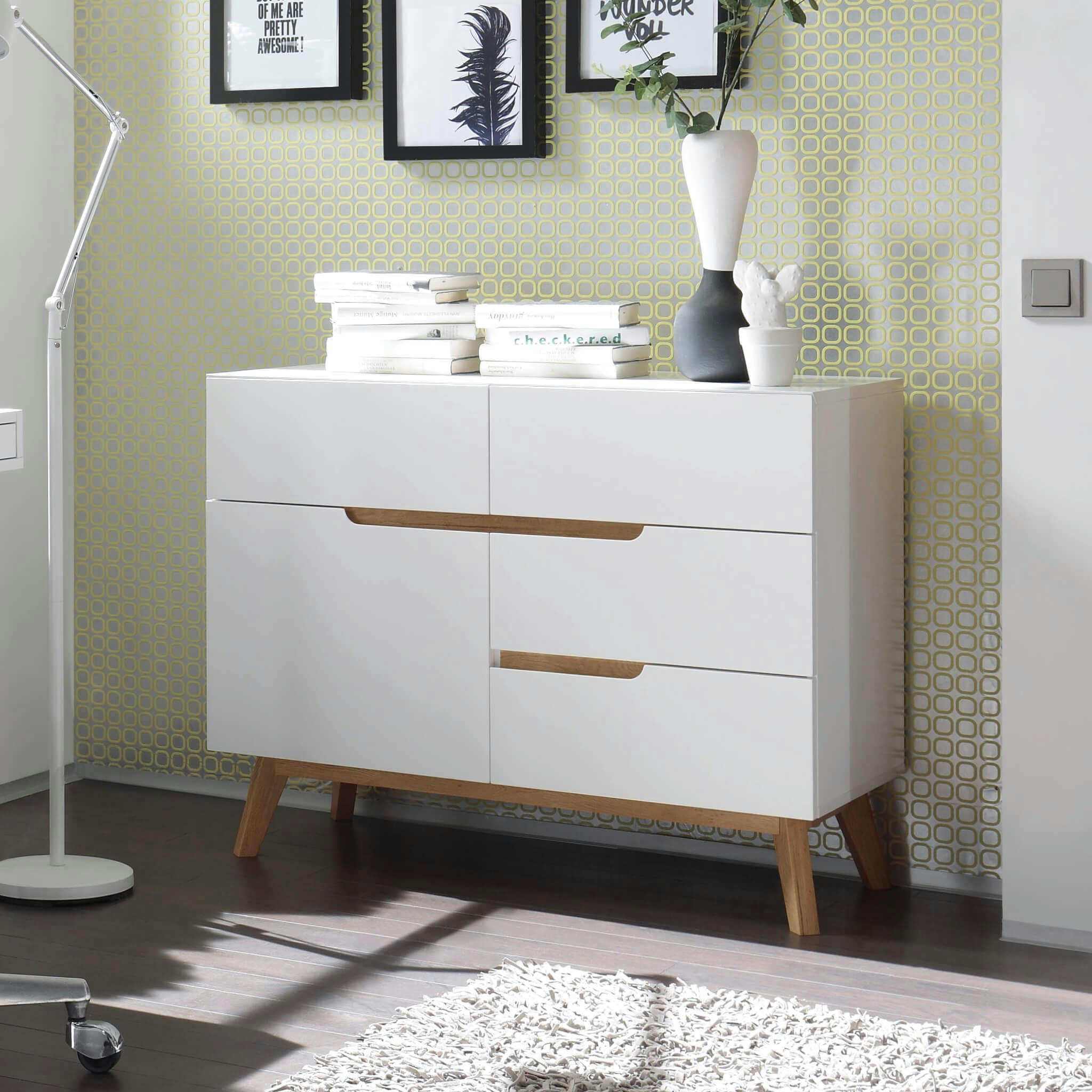 - Commode 4 tiroirs 1 porte blanc