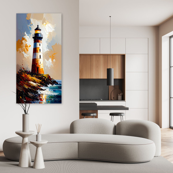 Feeby Obraz nowoczesny do salonu biura, Latarnia morska Natura 40x80