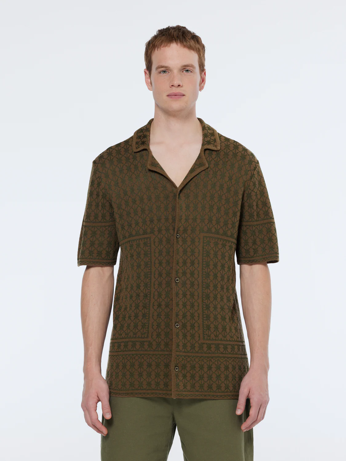 Jacquard Knit Short Sleeve Shirt