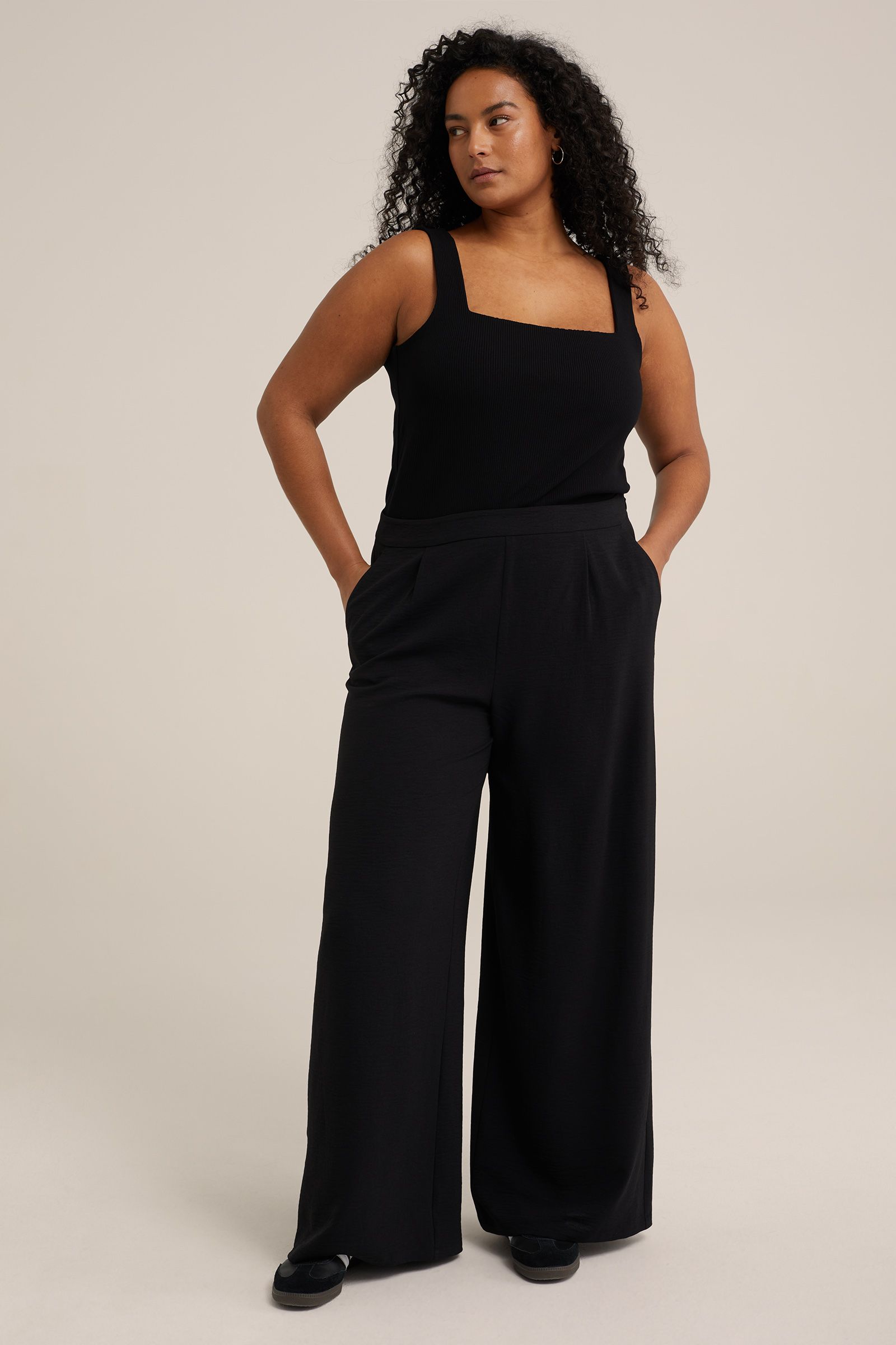 Dames singlet van ribstof - Curve