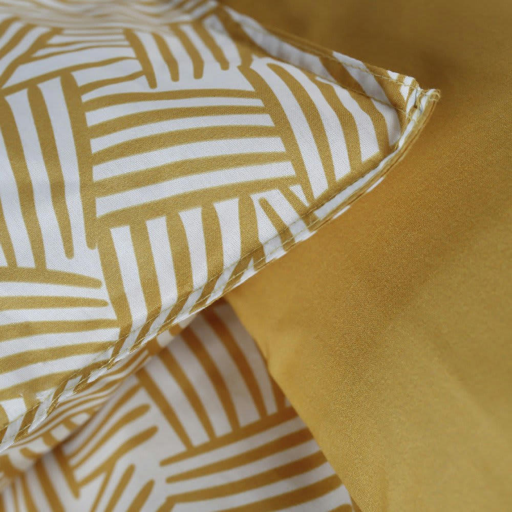 SUNSHINE MAHE - Parure de lit 2 personnes imprimé en Coton Jaune 220x240 cm