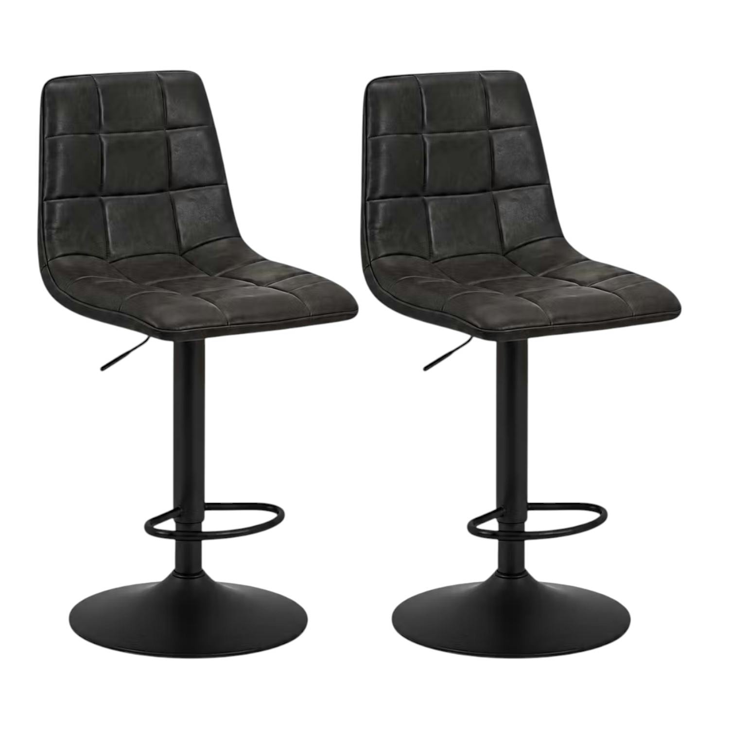Tabouret de bar réglable gris motif damier (lot de 2) LORA