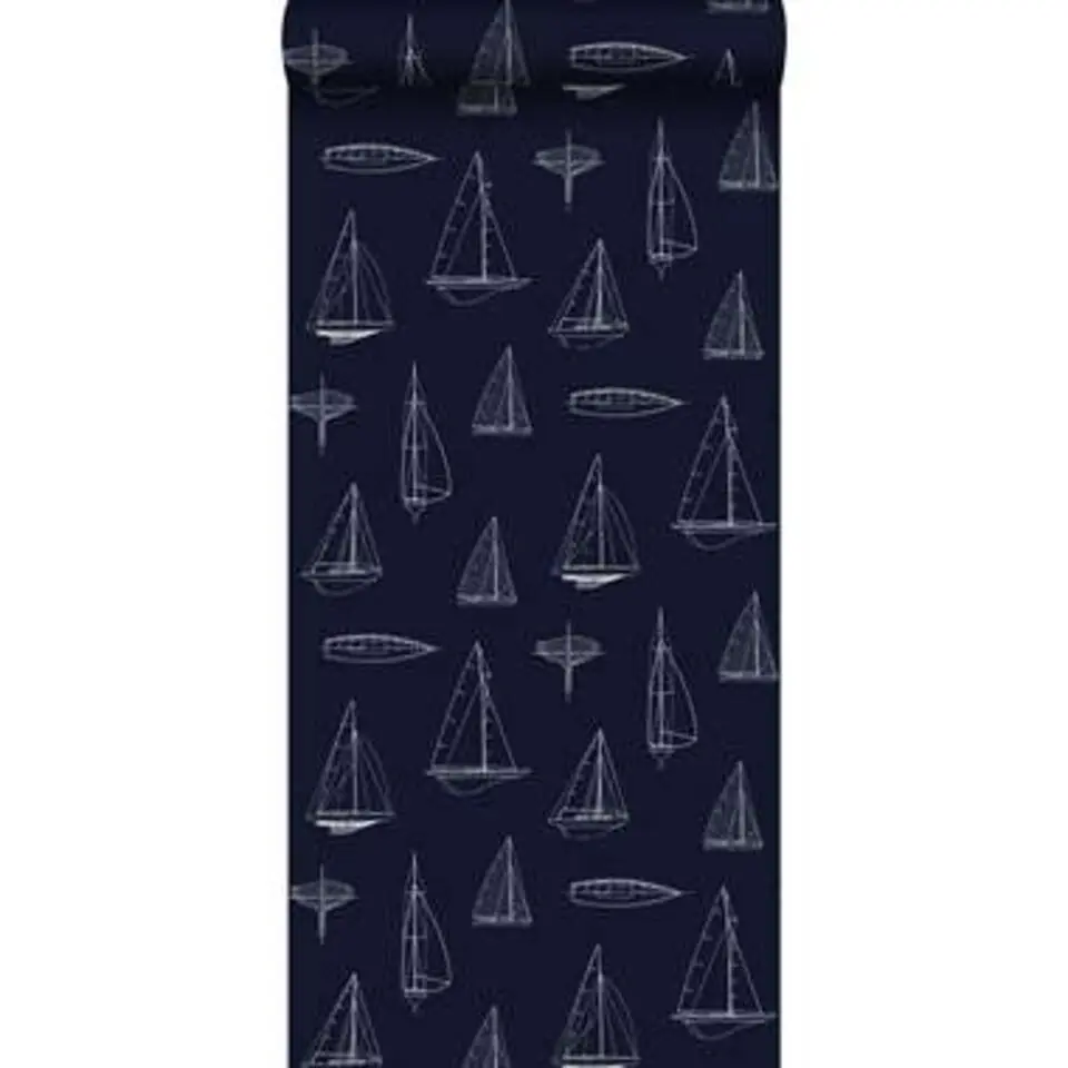 ESTAhome behang - boten - marine blauw - 53 cm x 10,05 m