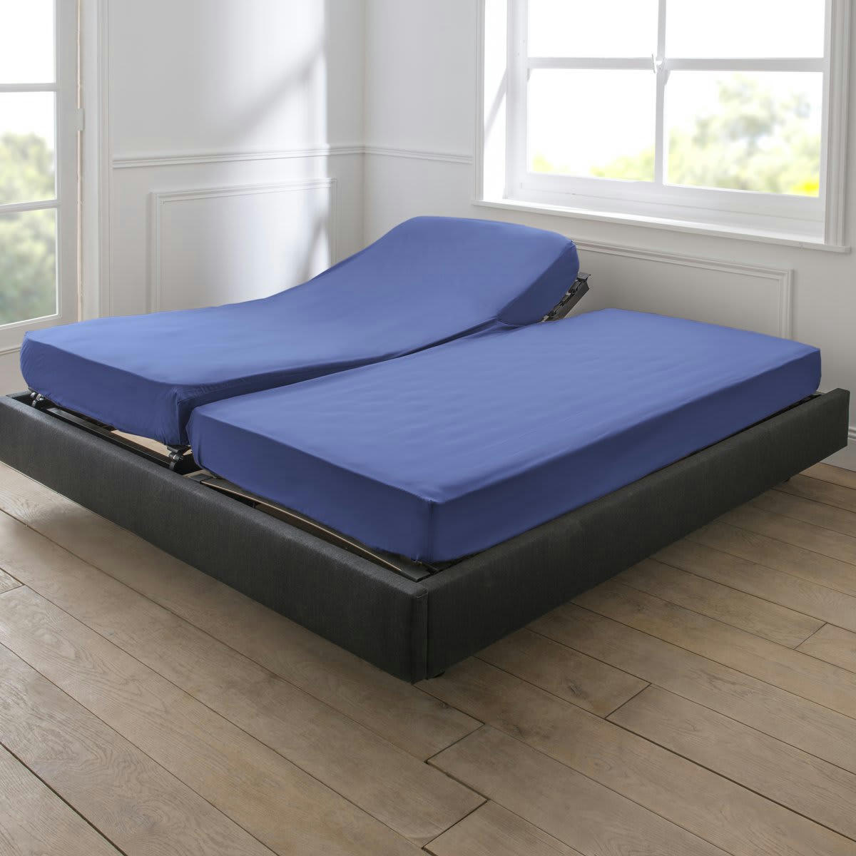 VEXIN - Drap housse duo coton encre 80x200 cm