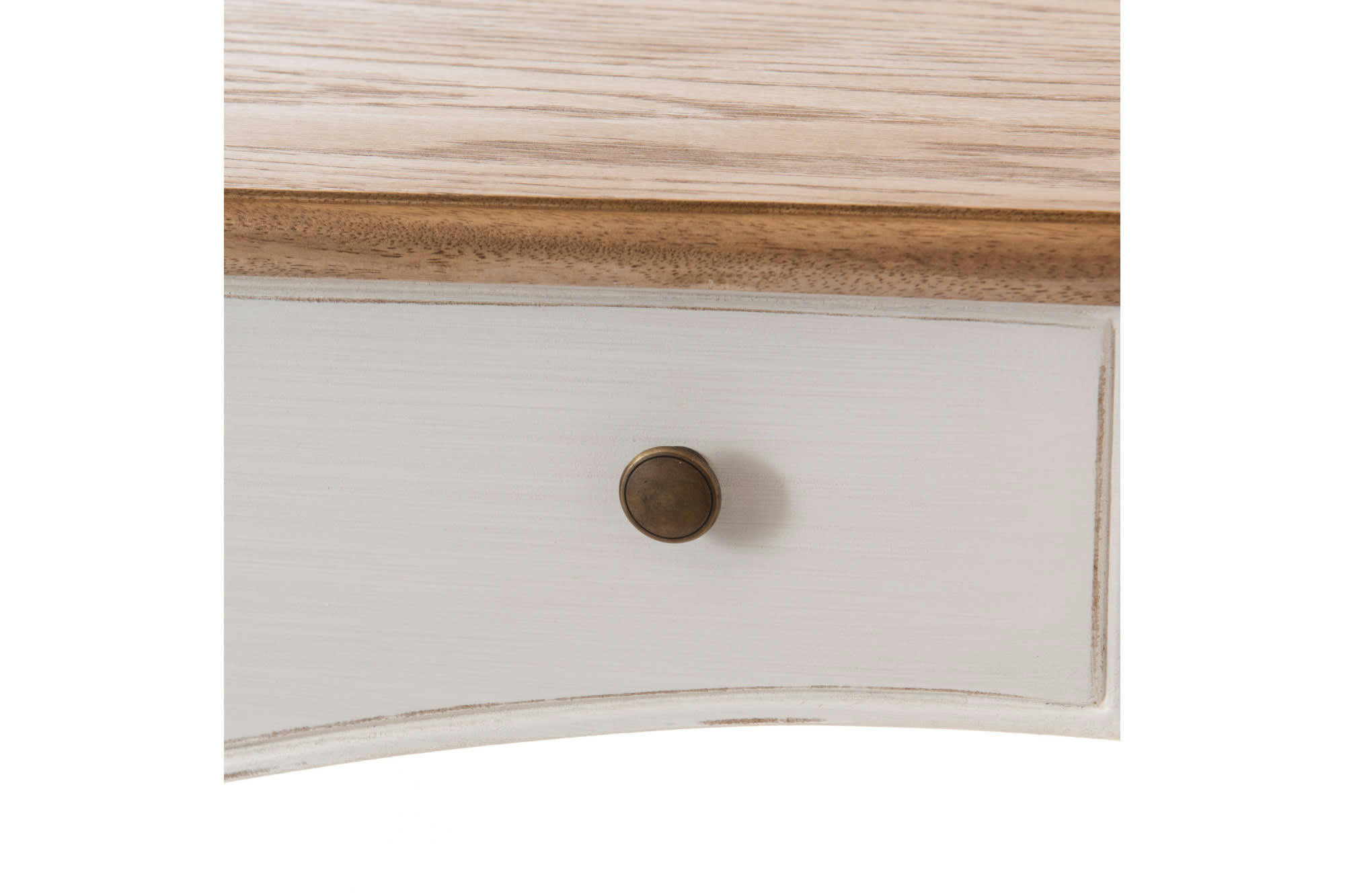 BETSY - Console romantique en bois blanc shabby chic 1 tiroir 2 tablettes
