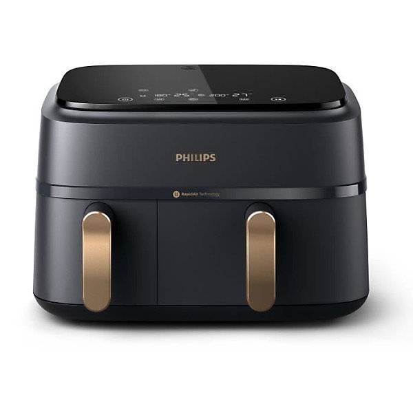 Friteuse sans huile - PHILIPS - NA352/04 - 9L - Double panier - écran tactile   Accessoires - Noir