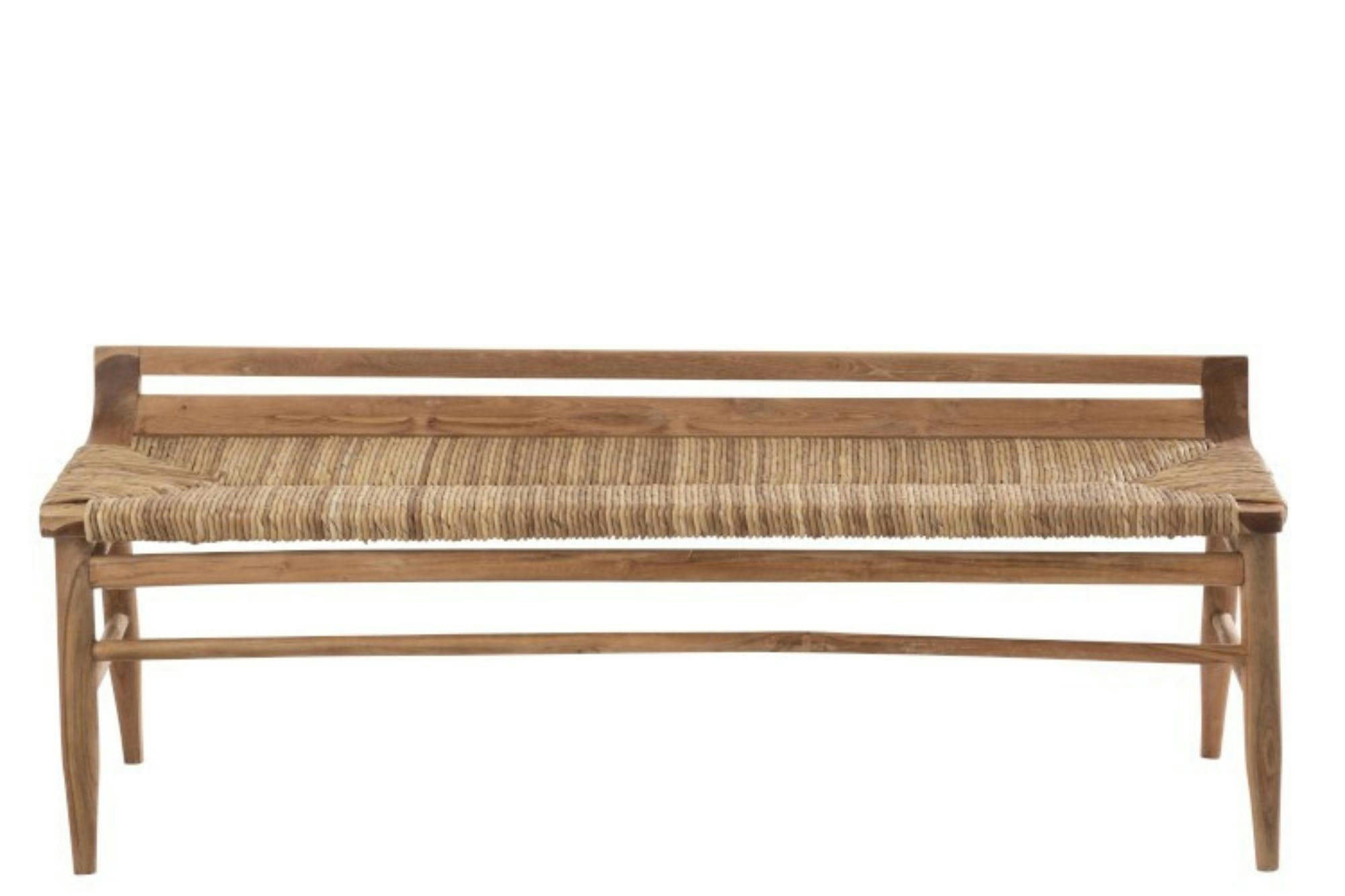 ANAÏS - Banc 3 places en teck et jonc de mer
