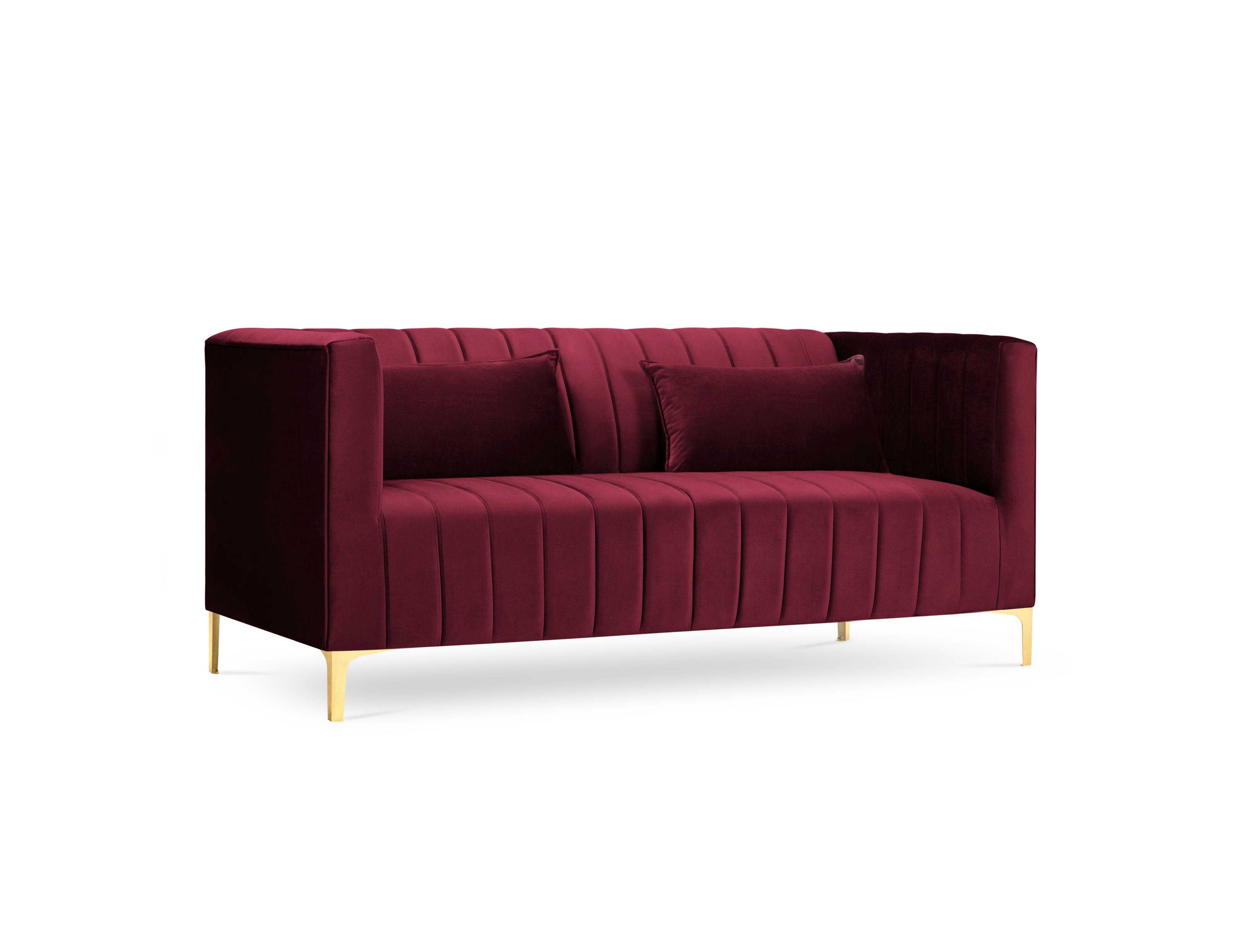 ANNITE - Canapé 2 places en velours rouge foncé