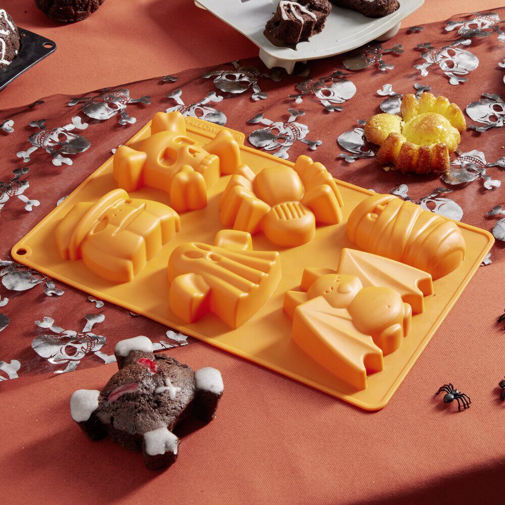 Moule gâteau silicone 6 formes Halloween orange
