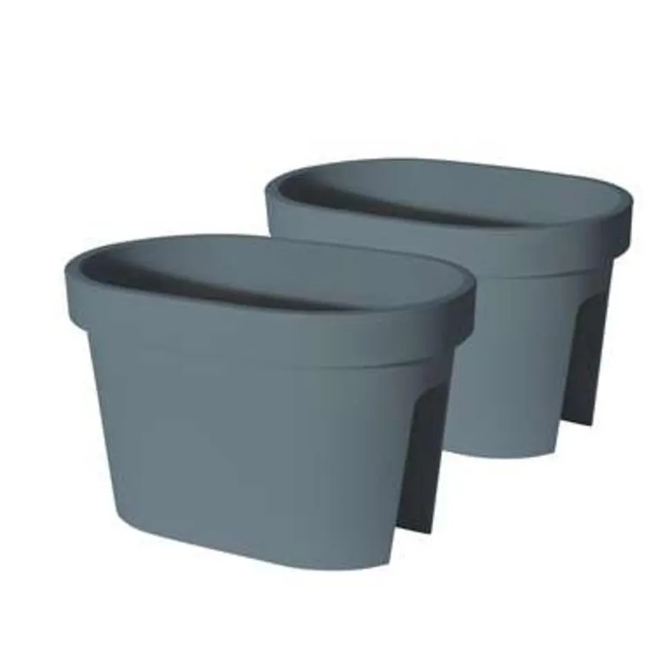 Balkon plantenbak - blauw - kunststof - ovaal - 40 x 25 cm