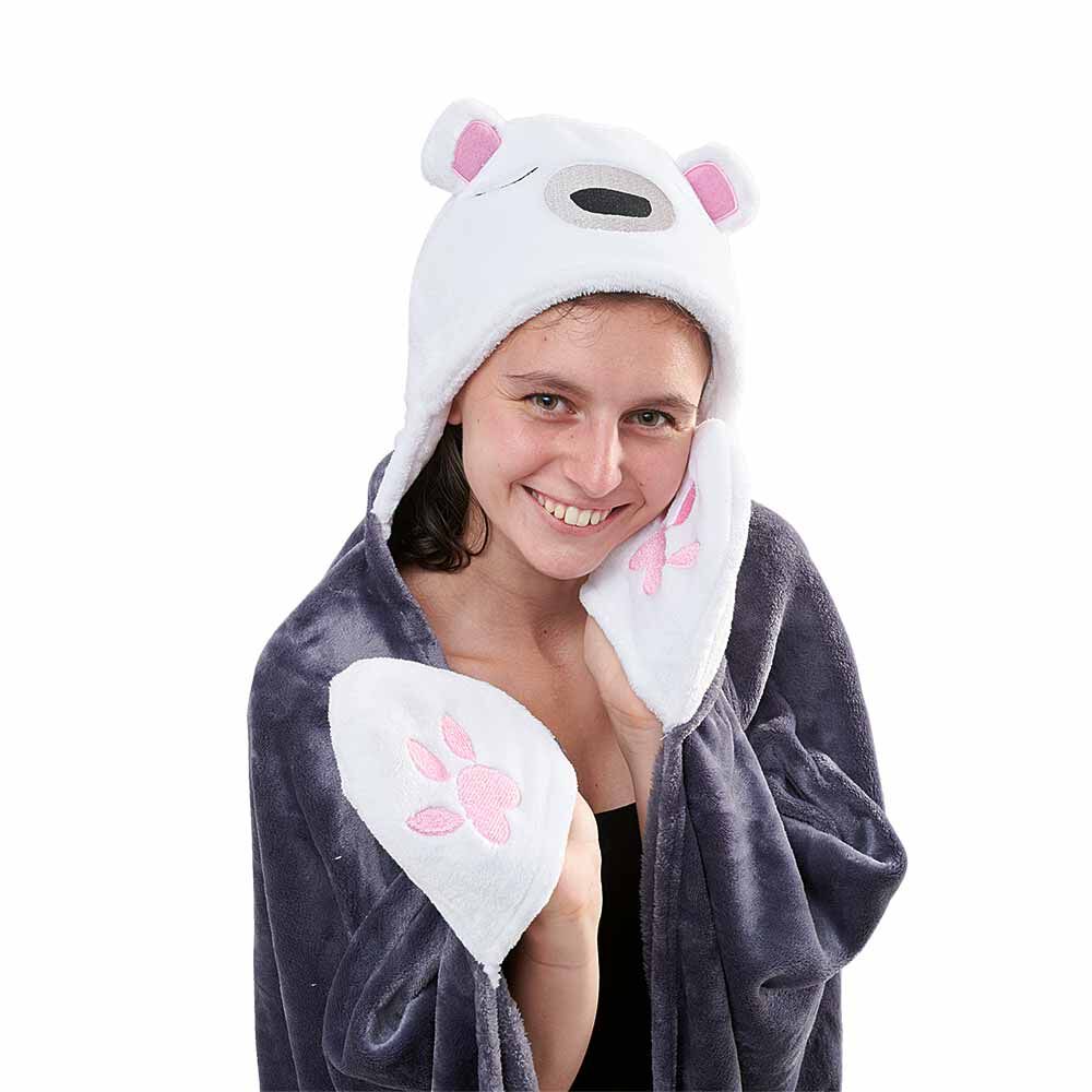 Plaid à capuche gris gamme banquise
