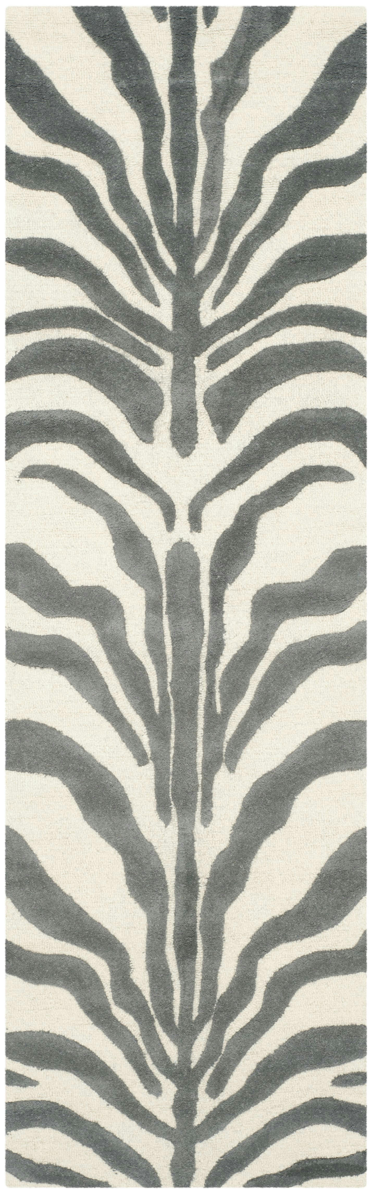 CAMBRIDGE - Tapis de salon interieur en ivoire & gris fonce, 76 x 244 cm