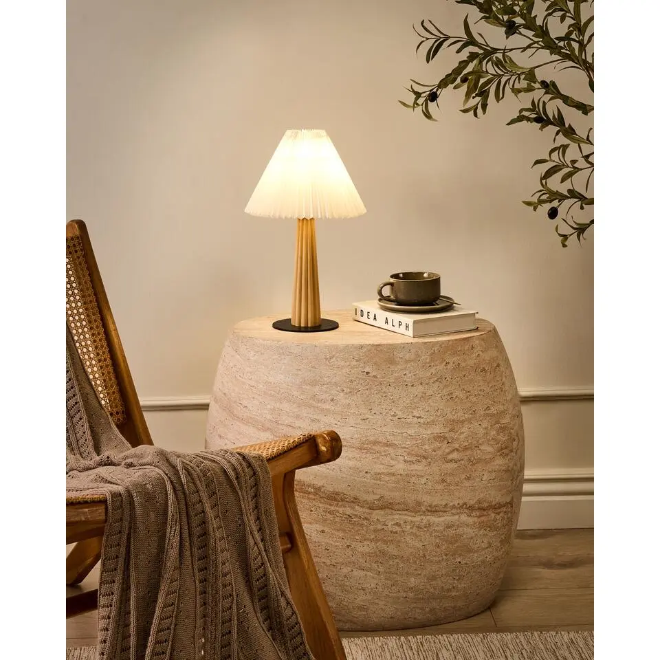 ALIGIDE - Tafellamp - Naturel - Rubberhout