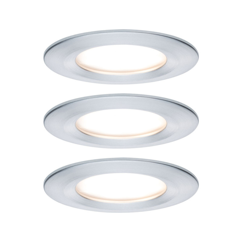 Spot encastrable LED Nova aluminium blanc chaud IP44 6 W 3 pièces PAULMANN