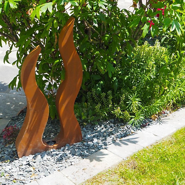 Déco jardin flamme métal rouillé - Rouille 82 cm