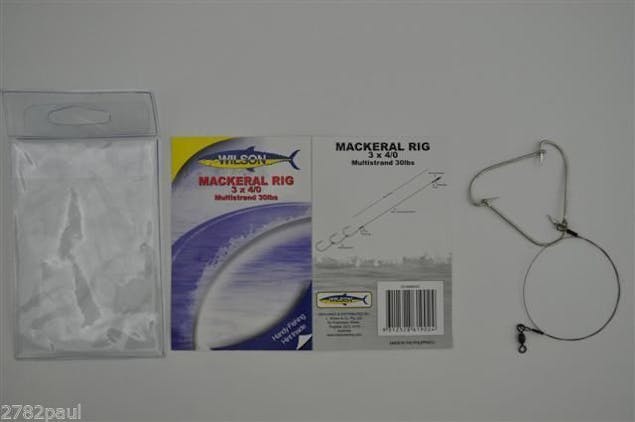 WilsonMackerel Fishing Rig 3x4/0 Hook-Setup - 30lb Multi Strand Wire