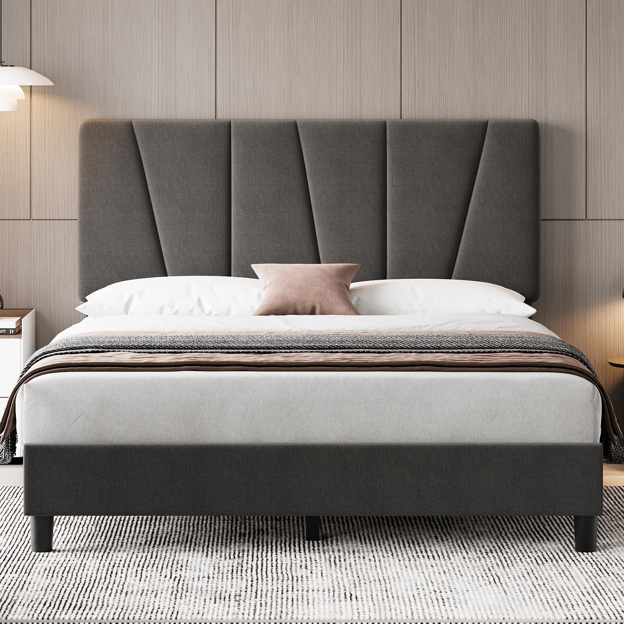 Bed Frame with Adjustable Headboard