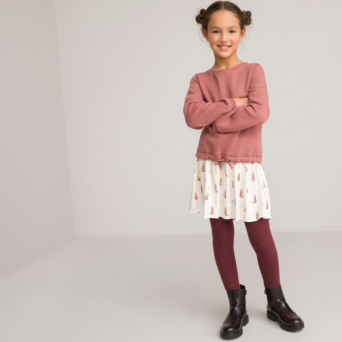 Robe manches longues effet 2 en 1