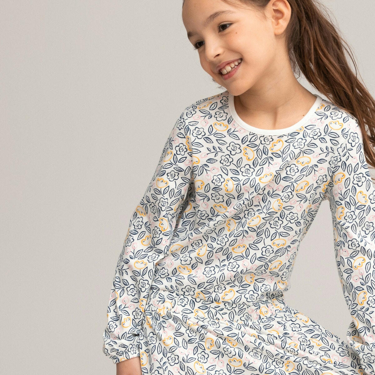 Robe manches longues, imprimé fleurs