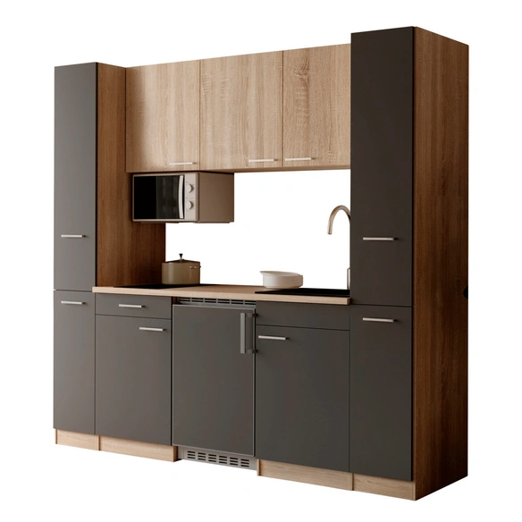 Küchenzeile, »Ingrid«, LxBxH: 210x60x200 cm, grau